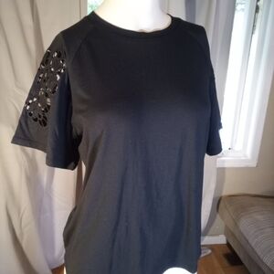 Reitmans Blue Boxy Embellished Short Sleeve T-Shirt